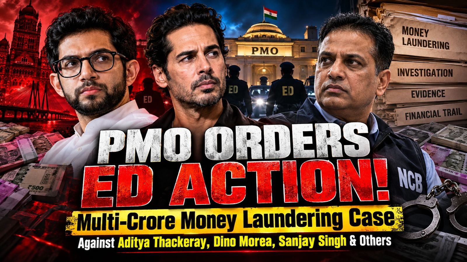 Prime Minister’s Office directs the Enforcement Directorate to take immediate action in a multi-crore money laundering case against Aditya Thackeray, Dino Morea, NCB officer Sanjay Singh, and others!